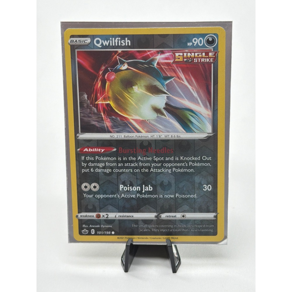 Pokemon Qwilfish 101/198 Chilling Reign Single Strike Reverse‎ Holo Rare Card